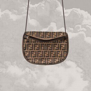 FENDI FF Zucca Vintage Monogram Shoulder bag crossbody clutch 1990s 3-way